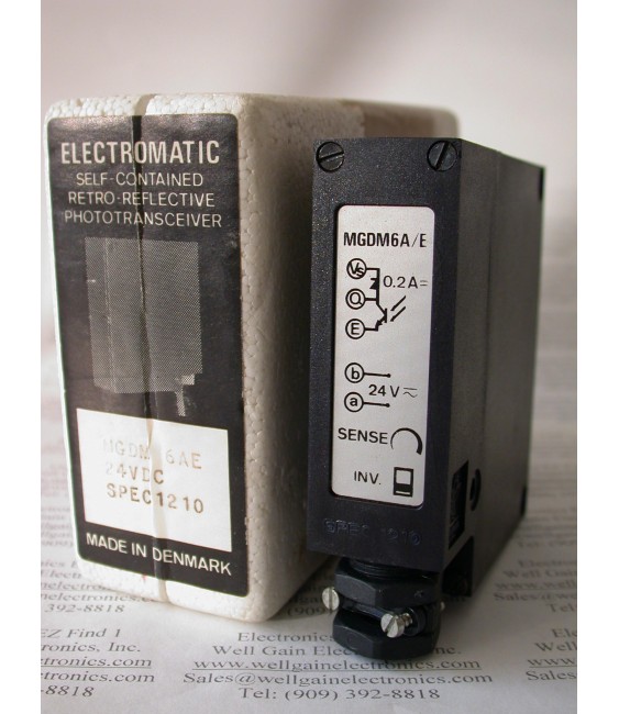 ELECTROMATIC SELF-CONTAINED RETRO-REFLECTIVE PHOTOTRANSCEIVER MGDM 6AE 24VDC SPEC 1210