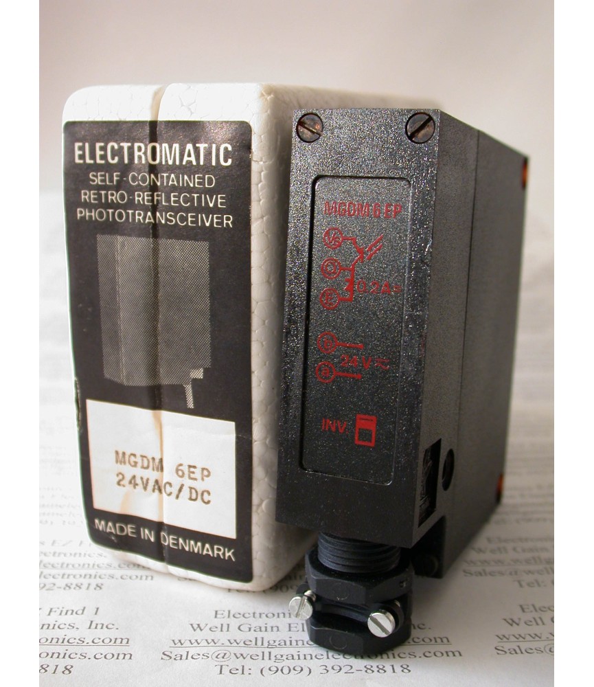 ELECTROMATIC SELF-CONTAINED RETRO-REFLECTIVE PHOTOTRANSCEIVER MGDM 6EP 24VAC_DC