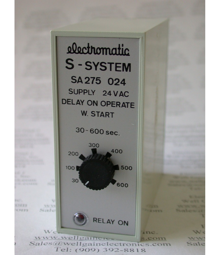 ELECTROMATIC S-SYSTEM SA 275 024 24VAC DELAY ON OPERATE W. RESET  30-600 SEC