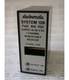 ELECTROMATIC F-SYSTEM 128 FAD 104 700 10-30VDC 1 CHANNEL MONOSTABLE RECEIVER