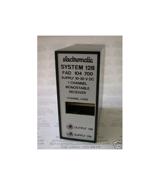 ELECTROMATIC F-SYSTEM 128 FAD 104 700 10-30VDC 1 CHANNEL MONOSTABLE RECEIVER
